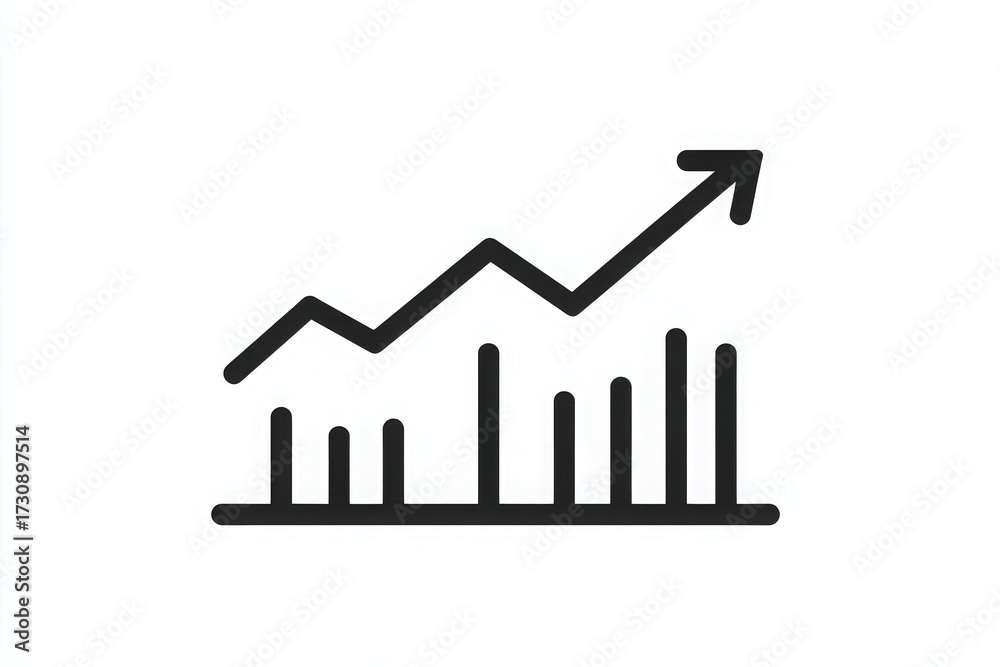 This visual represents a growth chart with upward trends, indicating progress in data or performance metrics. The lines and bars illustrate rising values, symbolizing improvement.