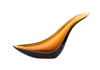 Elegant amber glass sculpture isolated on transparent background, decorative art object for interior design
