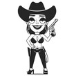 © iaroslav_brylov - pinup girl cowgirl cowboy head face illustration vector