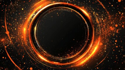 Wall Mural - Abstract representation of a black hole with bright, energetic rings and specks of light, radiating outwards