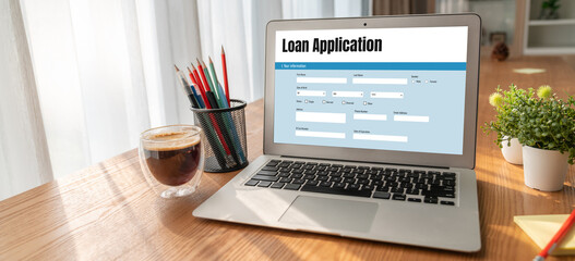 Wall Mural - Online loan application form for modish digital information collection on the internet network