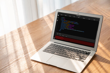 Software development programming on computer screen for modish application and program coding