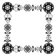 © valin1 - Black white square frames with flowers .Graphic design with regular shapes as tenplate, or tile.