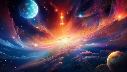 Wall Mural - cosmic explosion event outer space digital art universe ethereal