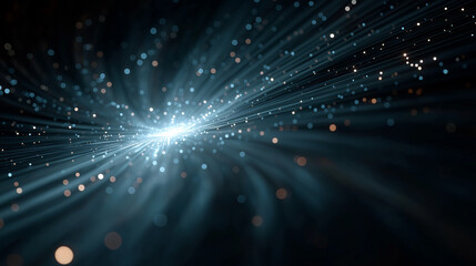 Wall Mural - Abstract Beam of Light: An artistic, digitally enhanced, and eye-catching image of beams of light radiating outwards from a central point, against a black backdrop.