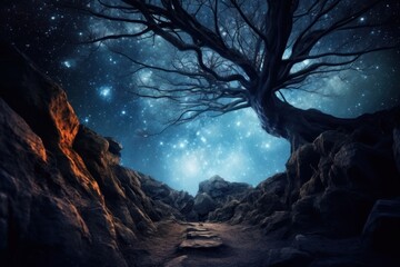 Wall Mural - A milky way landscape astronomy outdoors.