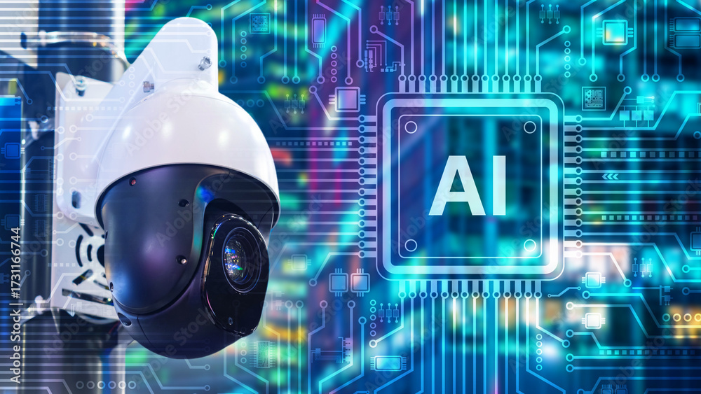 Camera video surveillance. Artificial intelligence. CCTV with ai vision ...
