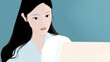 © Beautiful Korea - 노트북 모니터를 보고 놀란 표정을 짓는 젊은 여성의 일러스트-Illustration of a young woman looking at a laptop monitor with a surprised expression