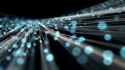 Wall Mural - Abstract representation of flowing data streams with glowing particles against a dark background