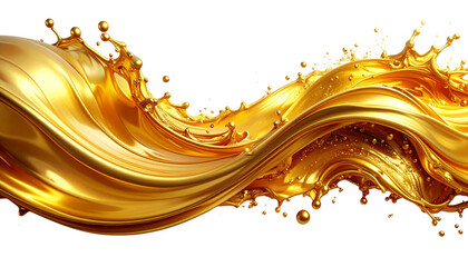 Wall Mural - Illustration of golden wave pattern on white background