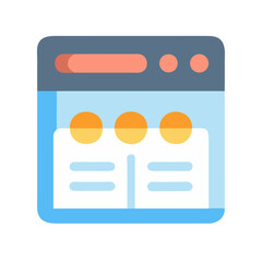 Website mockup interface with browser window and simple elements