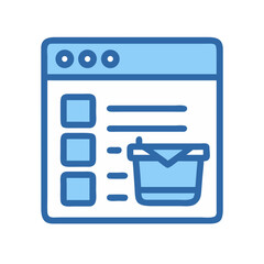 Browser window with checklist and file bucket icon