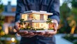 © Deja - a Person's hands hold a digital 3D model of house showcasing modern architecture