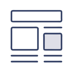 Basic website wireframe illustration with simple layout and colors