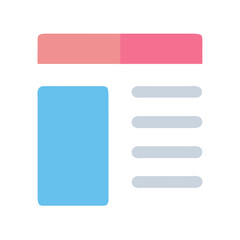 Website layout design in flat style with sidebar menu