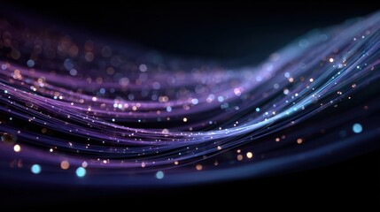 Wall Mural - Abstract Wave of Energy in Blue and Purple Hues with Sparkles