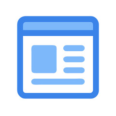 Webpage layout icon in blue shades on black background