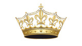 Isolated golden crown with fleur de lis emblems and decorative elements on a black background