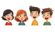 © Nadina - Four cartoon children with different expressions showcasing emotions in a playful illustration