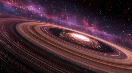 Wall Mural - A spiral galaxy with a bright central core and swirling arms filled with stars and cosmic dust.