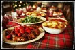 © kvladimirv - Festive Holiday Dinner Table with Roasted Meats and Vegetables