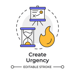 Wall Mural - Create urgence multi color concept icon. Importance of acting immediately. Kotter change management model. Round shape line illustration. Abstract idea. Graphic design. Easy to use in presentation