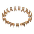 © seharartworks - Overhead shot of wooden chairs arranged in a circle on an isolated on transparent background png transparent