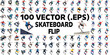 © OneAhmad - A compilation of 100 vector illustrations depicting various skateboarders performing flip tricks