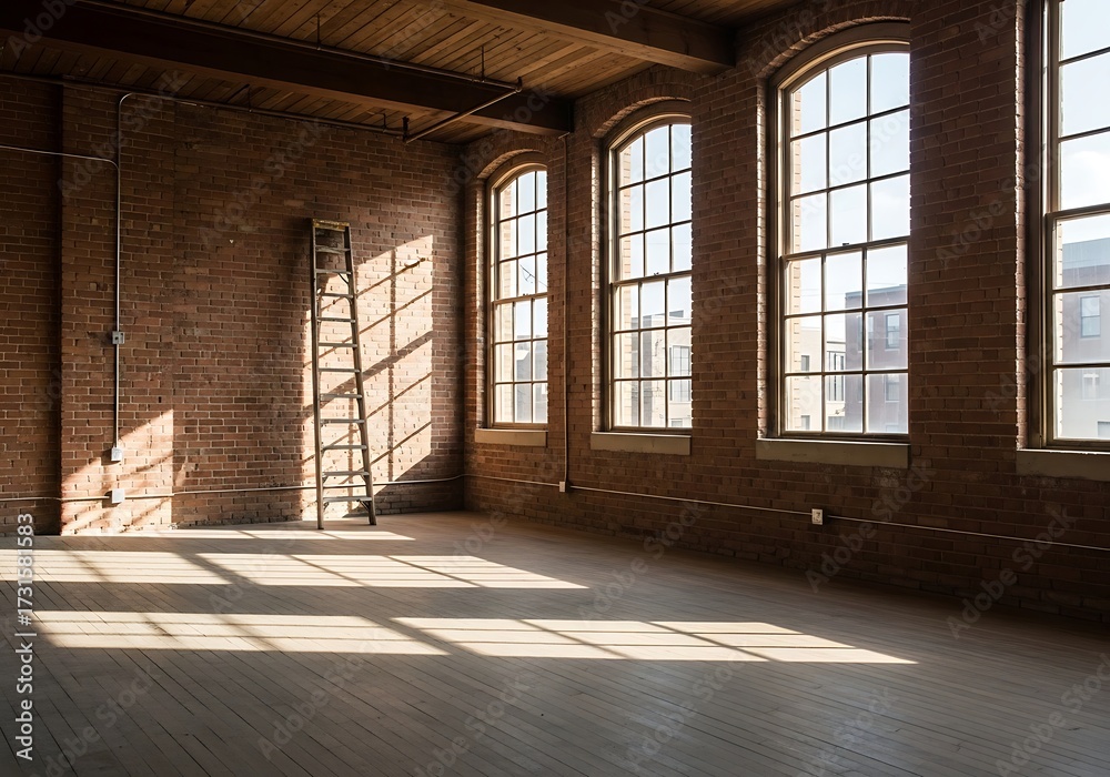 Photo inspiration: Gallery Detail: Sunlit Loft Interior With Exposed Brick Arched Windows And Wooden