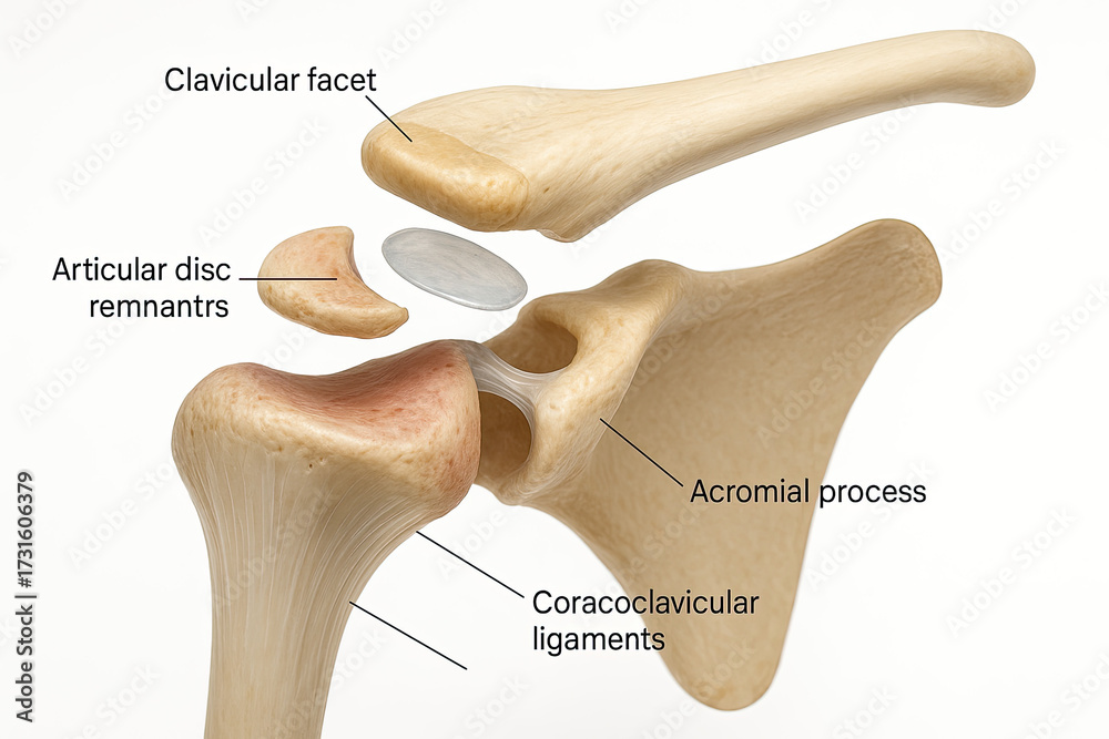 Ilustracja bez tantiem: Anterior view of the human clavicle and scapula ...
