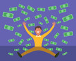 © Chompoonuth - A man throwing money in the air and being happy. Illustration Vector Cartoon.