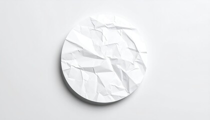 Crinkled white circle on white background