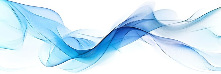 Canvas Print - Abstract Blue Waves Flowing on a White Background, Evoking Serenity and Dynamic Motion in Design.