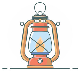 Wall Mural - Retro Oil Lantern with Flame Illustration