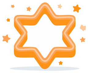 Wall Mural - Vibrant six-pointed star graphic design with dimensional layers and sparkling elements