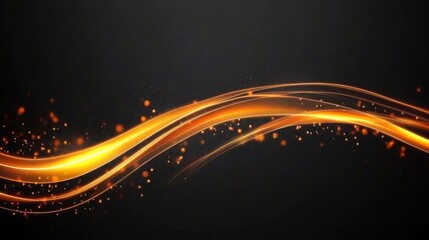 Canvas Print - Golden Wave Radiance on Black Backdrop, Abstract Ornate Design with Elegant Curves and Glow Effects