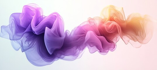 Wall Mural - Elegant Flowing Texture with Colorful Abstract Smoke Ink Plume in Soft Purple and Light Orange Hues