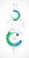 Wall Mural - Abstract background. Scientific and technological concept with the use of technical elements formed in the shape of a circle. Vector