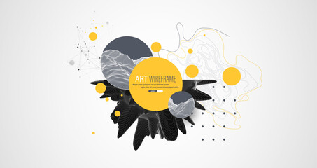 Wall Mural - Modern science and technology background. Abstract art sphere. Wireframe theme.
