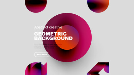 Wall Mural - Abstract design features vibrant circles, gradients, text overlay. Modern composition suits digital art, presentations.