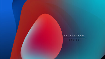 Wall Mural - Abstract fluid shapes, vibrant colors blend. Red dominates center, blue edges create contrast. Modern design element.
