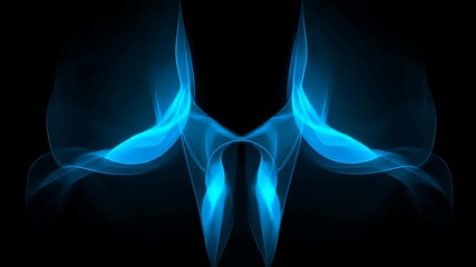 Canvas Print - Symmetrical abstract blue light flowing on dark background, ethereal glow
