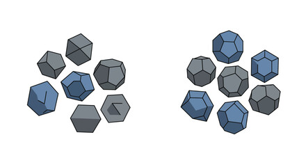 Wall Mural - An arrangement of geometric shapes primarily faceted stones and polygons