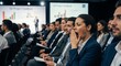 © Nazlykhan - Business conference audience with attentive and bored attendees in corporate setting