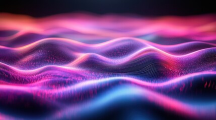 Light diffraction grid creates vibrant laser interference patterns with flowing spectral waves and dynamic color separation across digital space