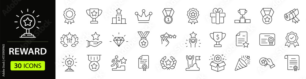 Reward set of web icons in line style. A collection of linear icons ...
