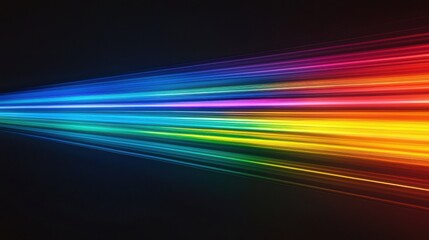 Laser diffraction bands creating vibrant rainbow spectrum with brilliant color gradients flowing horizontally across dark background optical physics