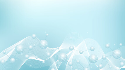 Wall Mural - Molecular structure and genetic engineering, atom, neural network, neurons, DNA molecule. Scientific research concept for healthcare, medical, technology, chemistry, science template presentation