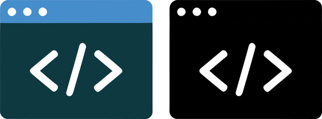 Web Development Coding Interface Flat Design with HTML or XML Tags