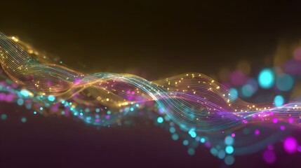 Digital wave technology art, abstract colorful particle background, futuristic data design

